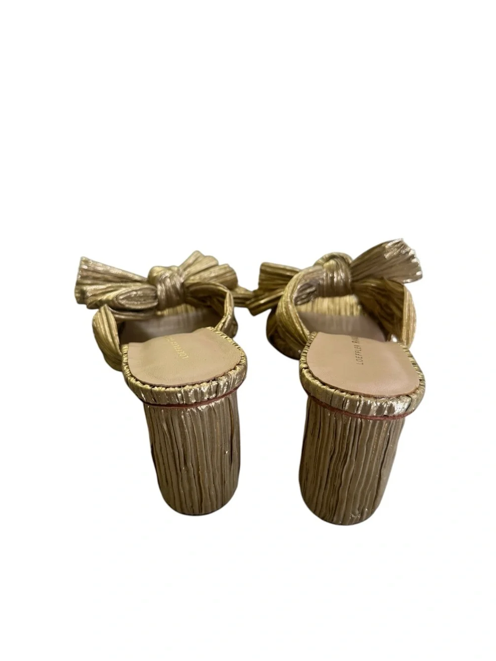 Loeffler Randall Penny Gold Pleated Bow Heel 6.5